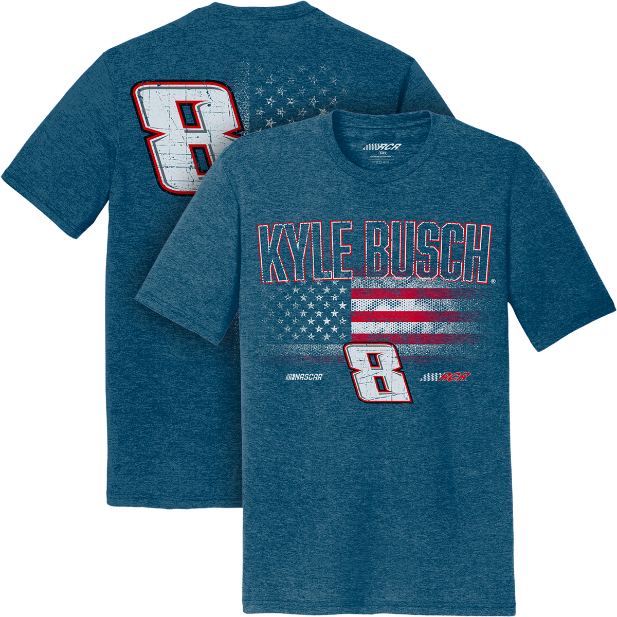 Kyle Busch No. 8 Heather Blue American Flag Tee – RCR Museum