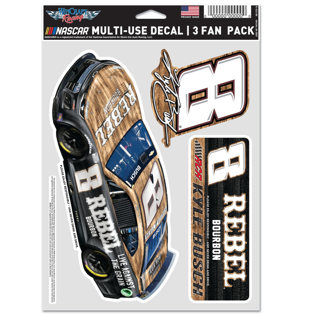thumbnail interactive-video image 1 of Kyle Busch 2025 NASCAR Vinyl Window Decal – Racing Sticker (8 Pieces) 1 of 4