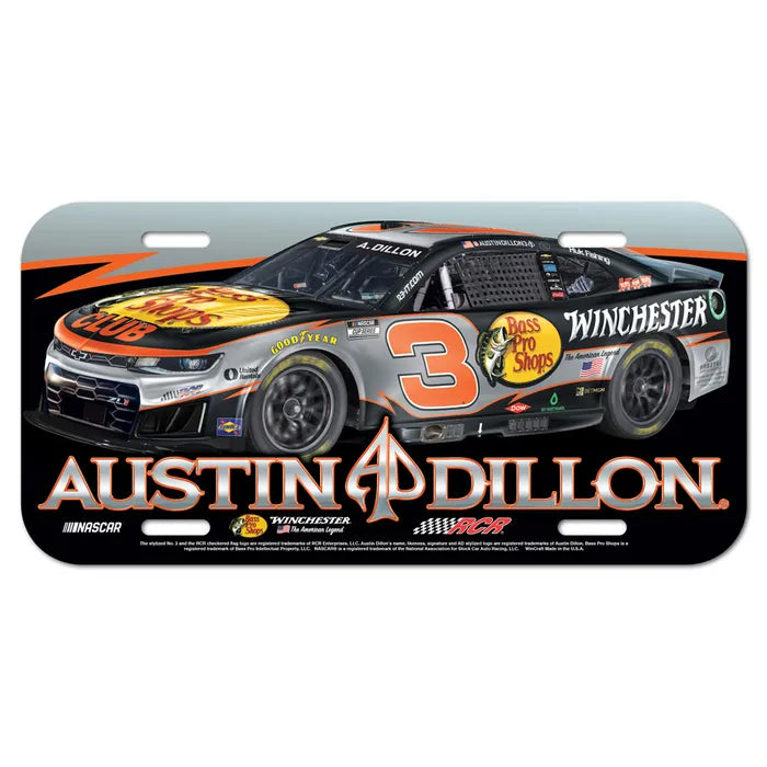 Austin Dillon 2026 Bass Pro Shops Winchester Plastic License Plate ...